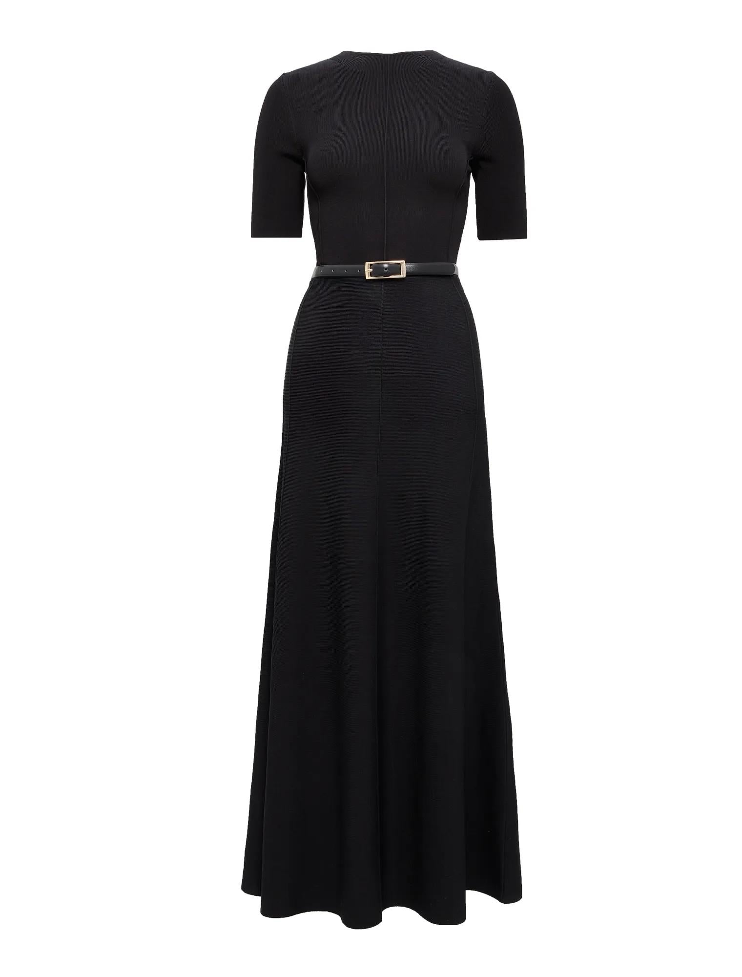 Josie A-line Knit Midi Dress Black_mannequin