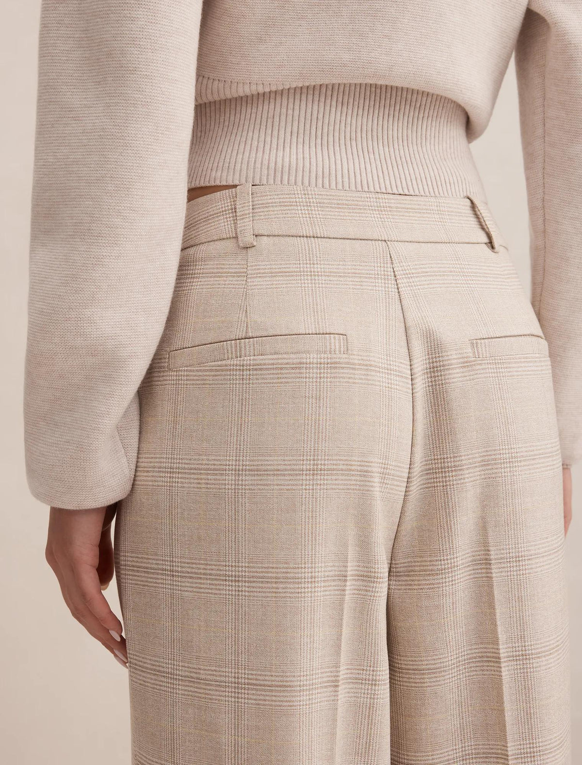 Lottie Check Wide Leg Pants Beige Check Suit