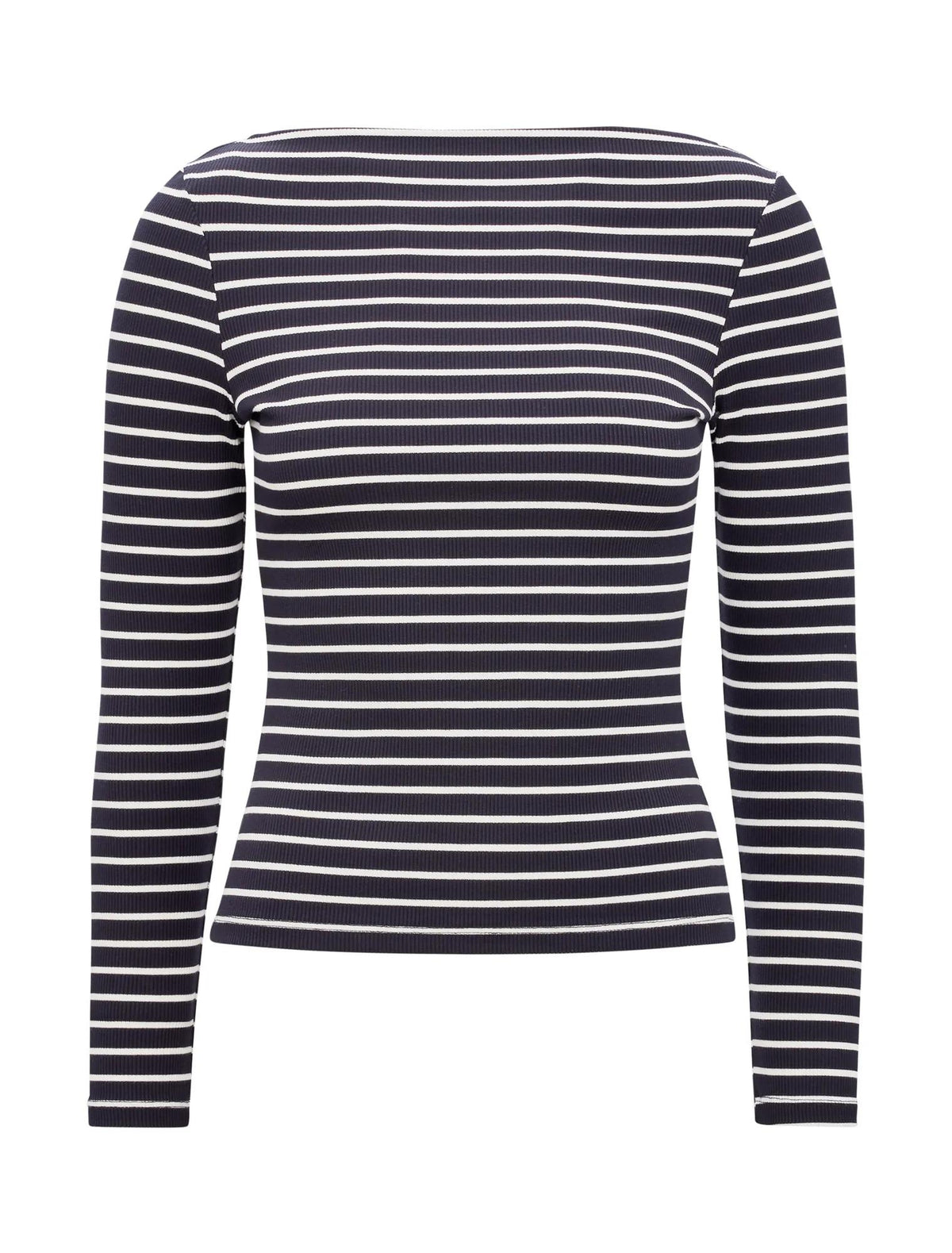 Jasmine Straight Neck Top Navy / Porcelain Stripe_mannequin