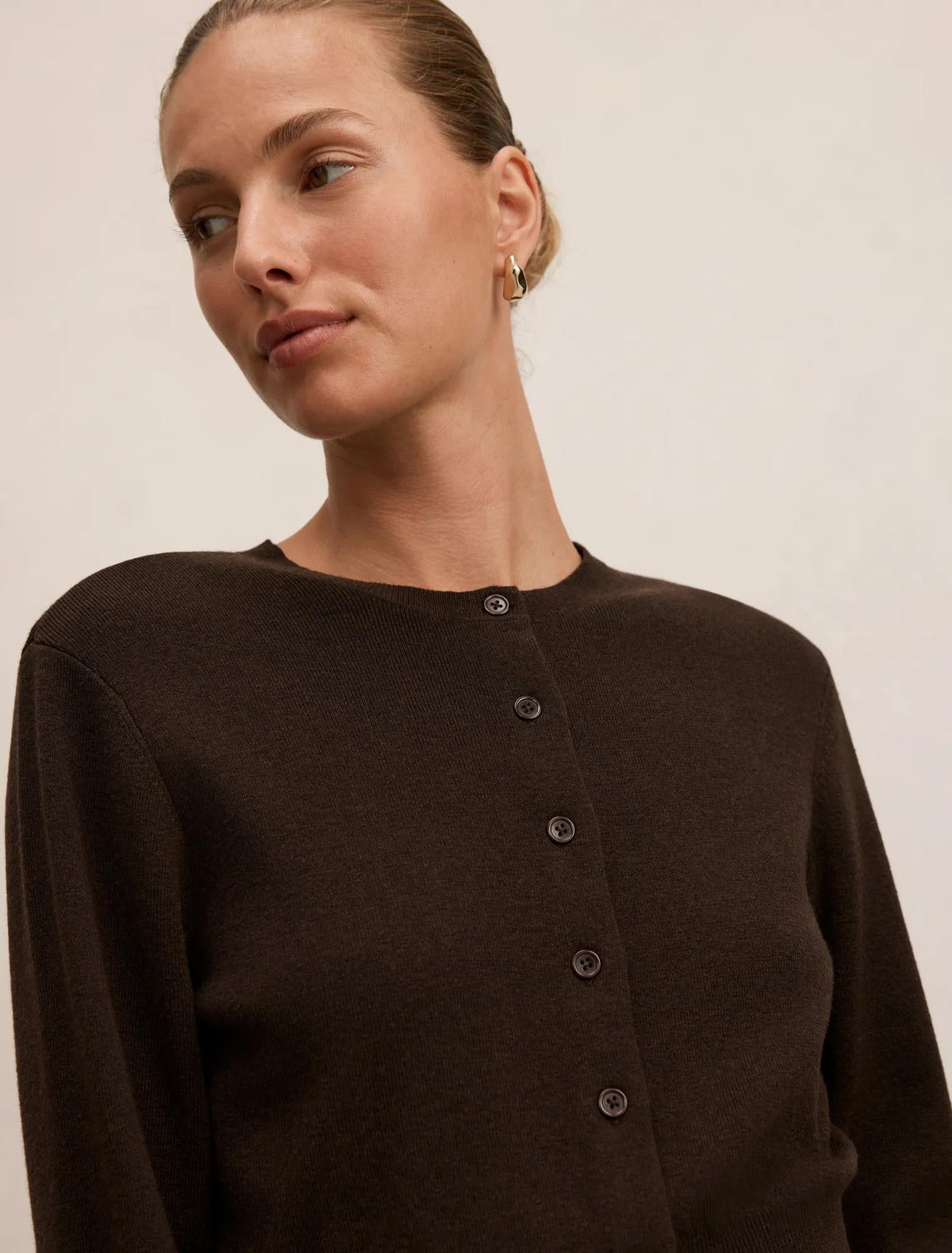 Poppy Cinched Waist Cardigan Chocolate