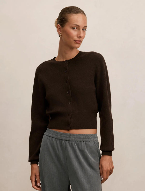 Poppy Cinched Waist Cardigan Chocolate