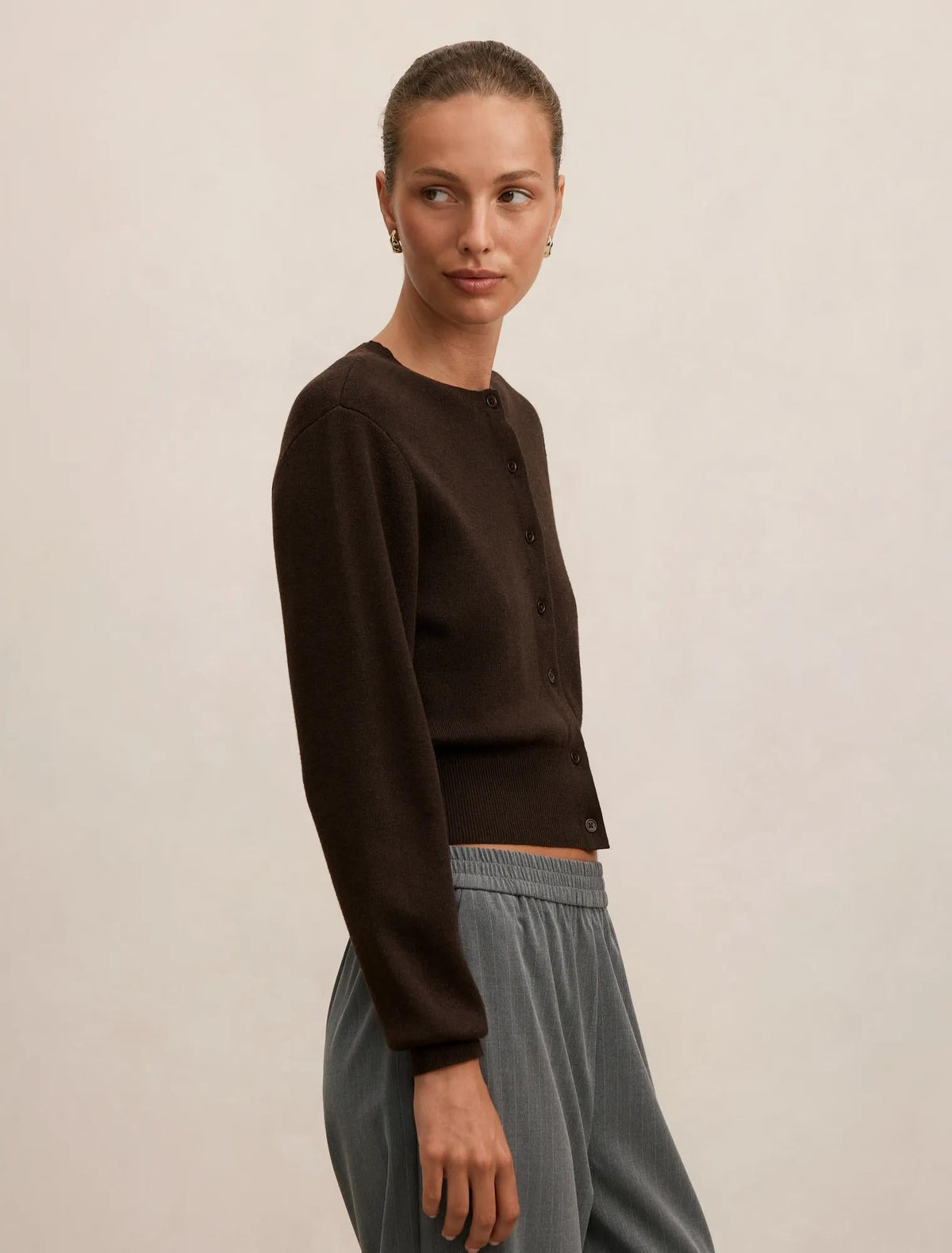 Poppy Cinched Waist Cardigan Chocolate