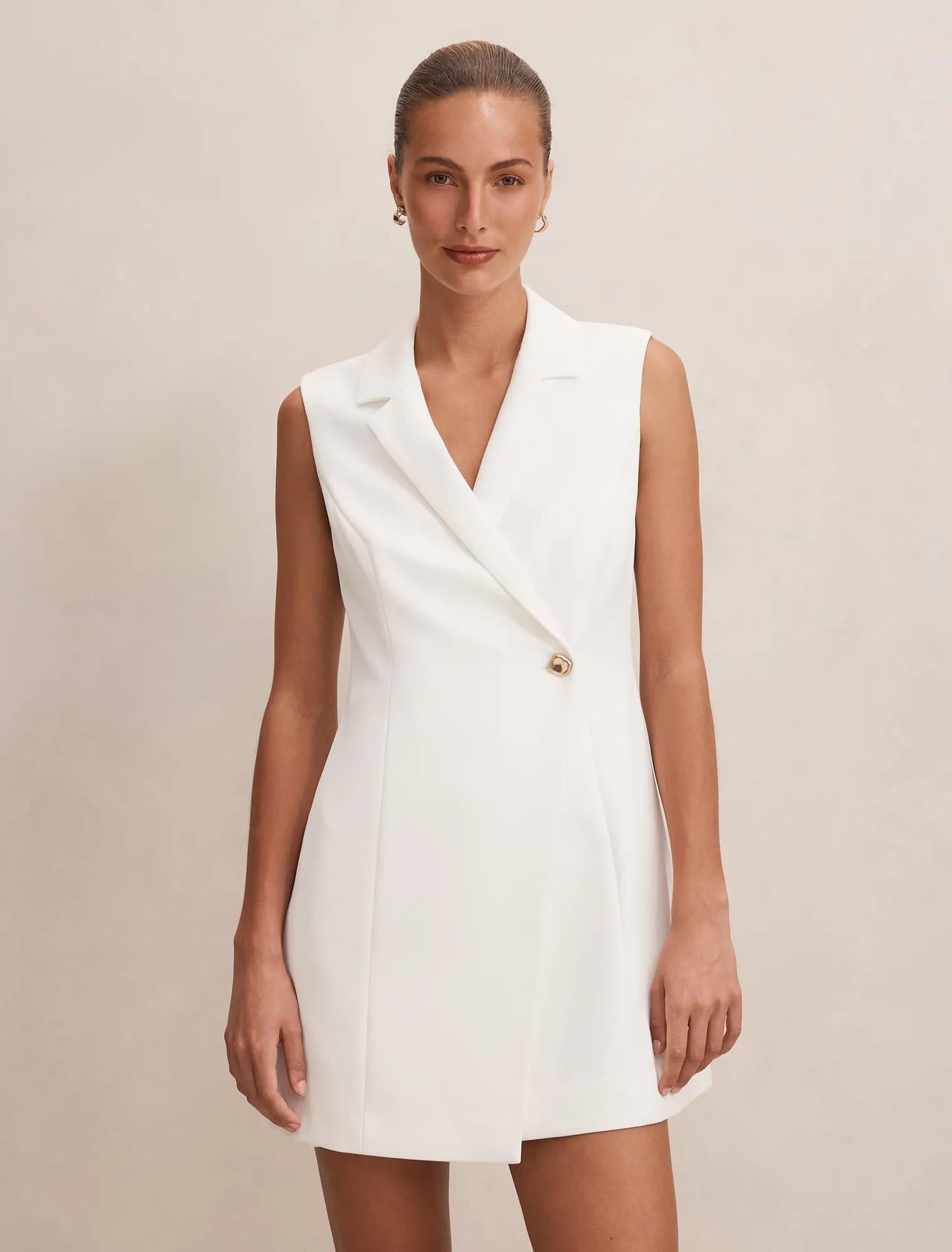 Winslet Wrap Blazer Mini Dress Porcelain
