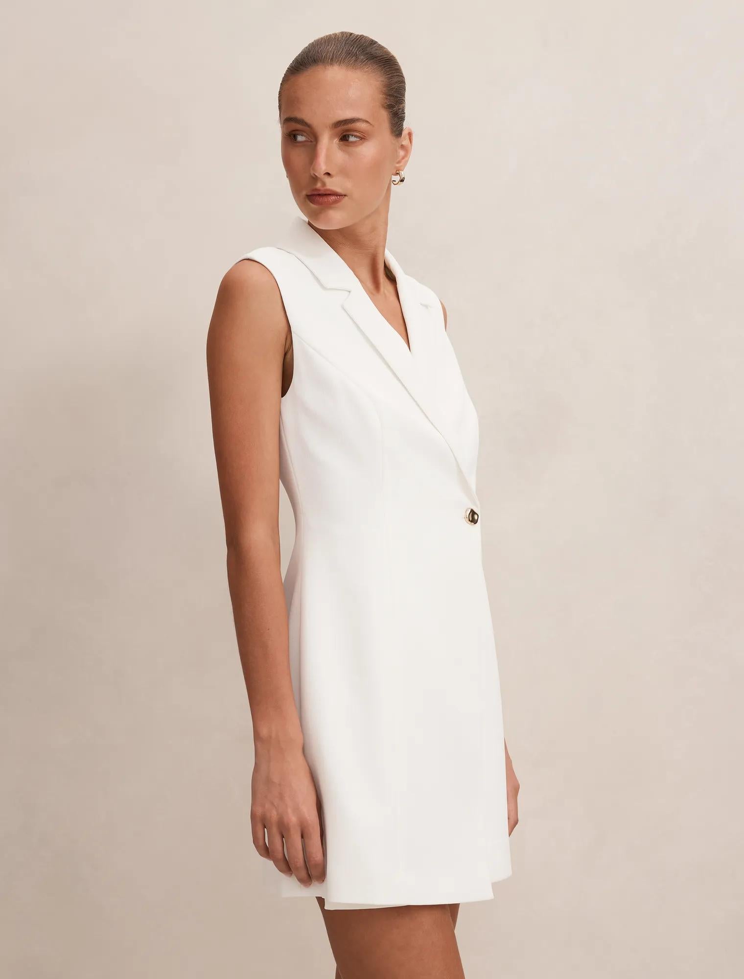 Winslet Wrap Blazer Mini Dress Porcelain