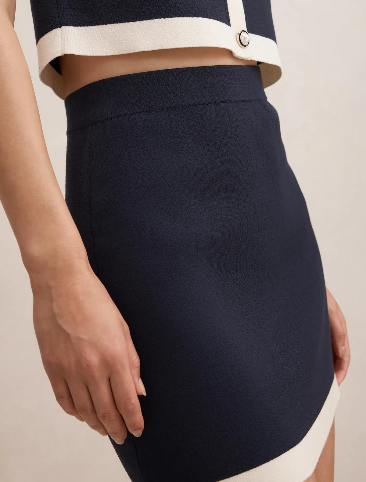 Farah Knitted Mini Skirt Navy/White Co-ord