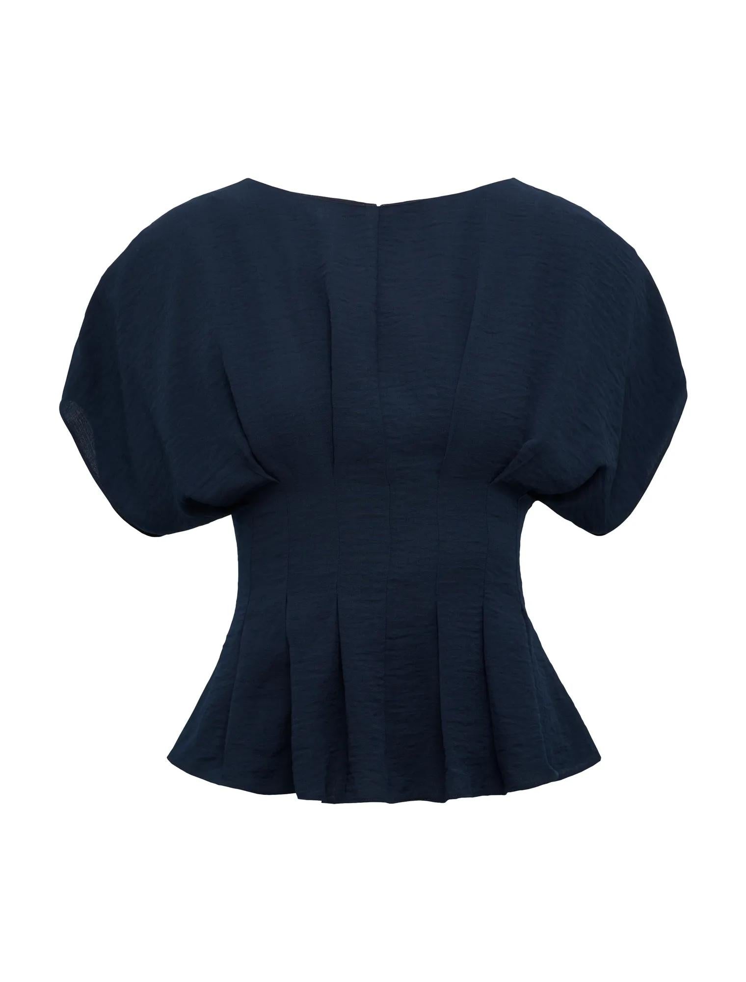 Wren Pleat Detail Top Navy_mannequin