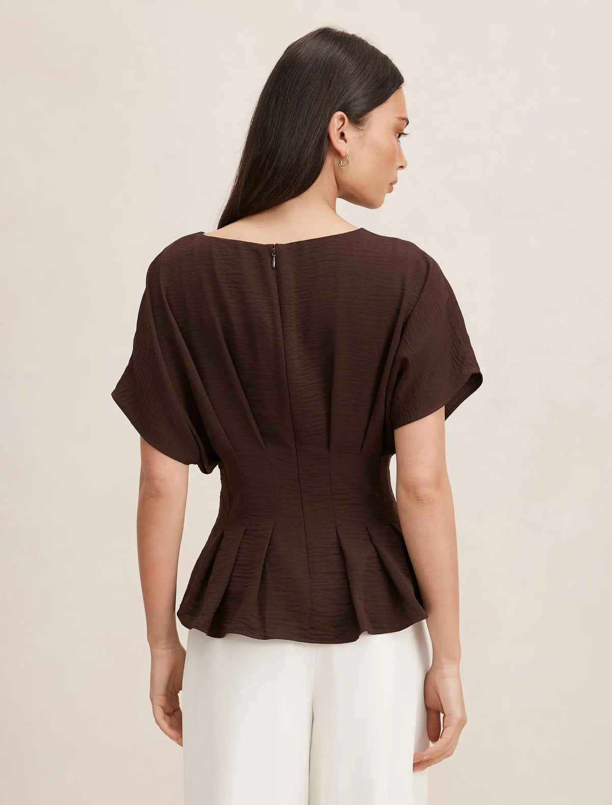 Wren Pleat Detail Top Chocolate