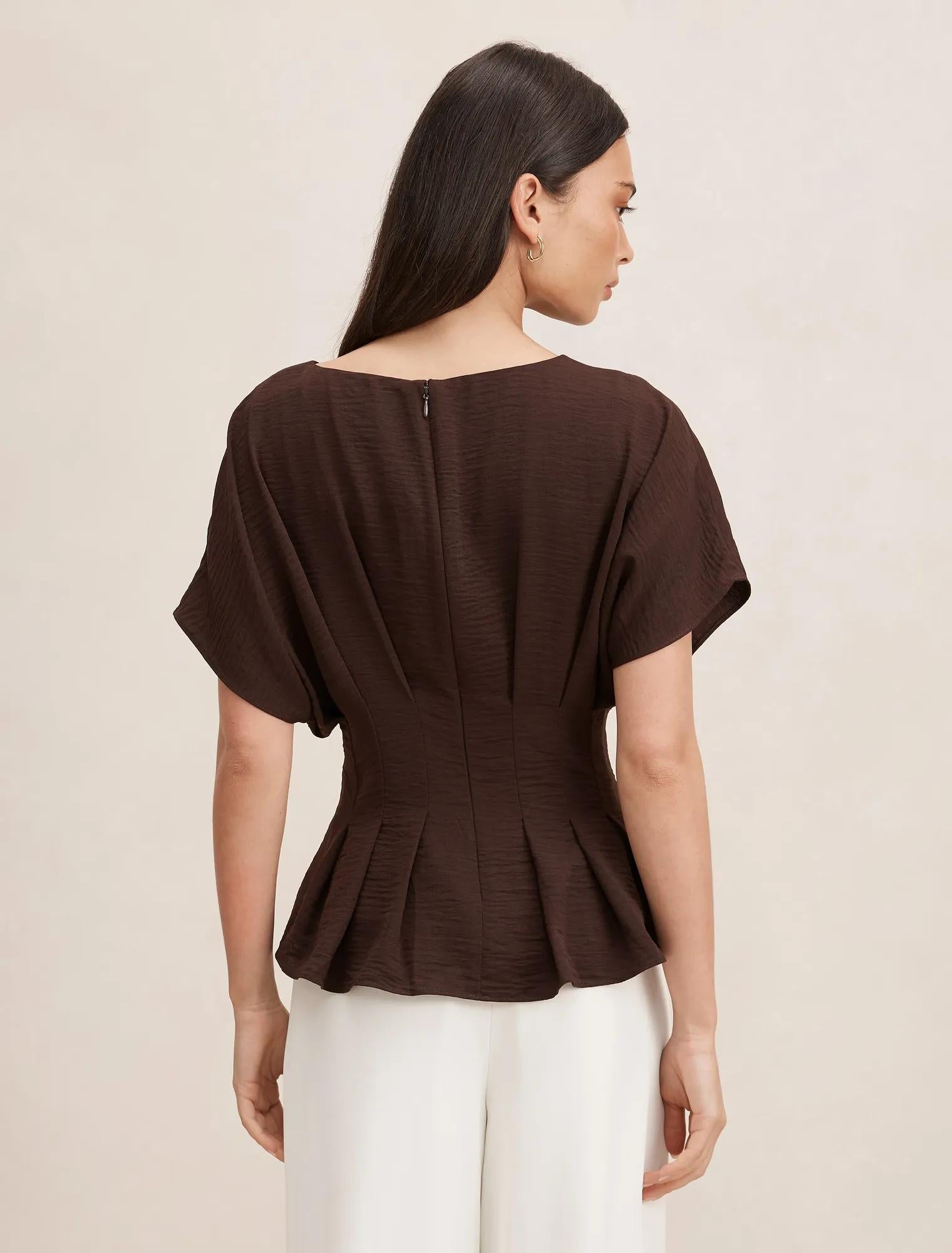 Wren Pleat Detail Top Chocolate