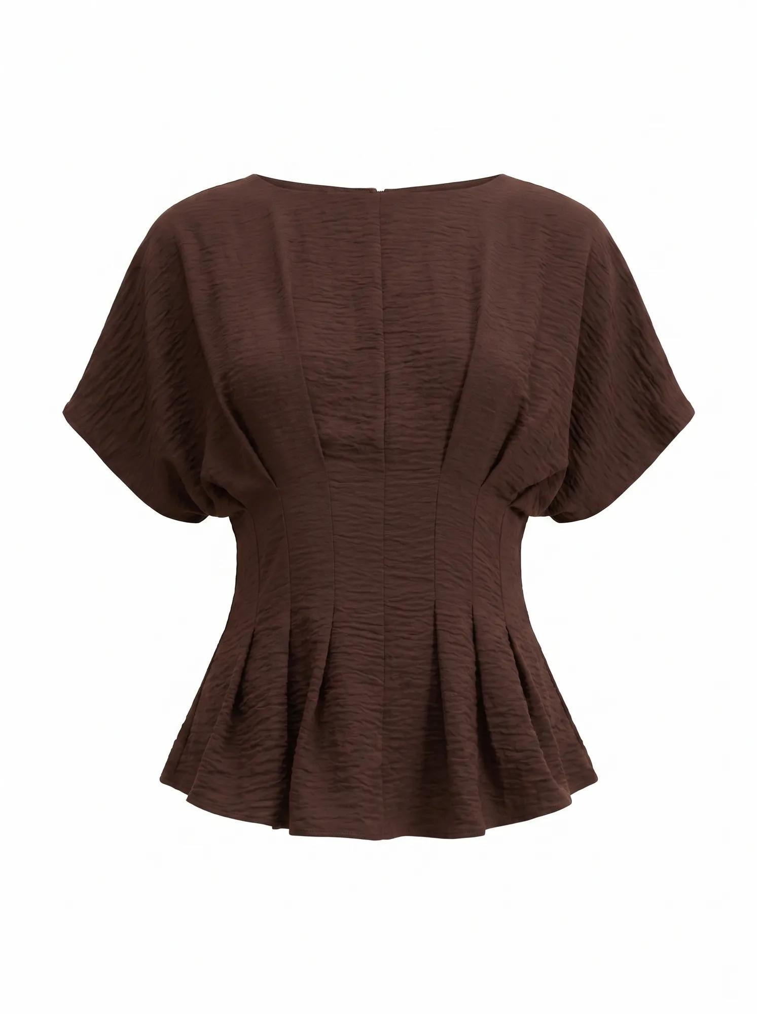 Wren Pleat Detail Top Chocolate_mannequin