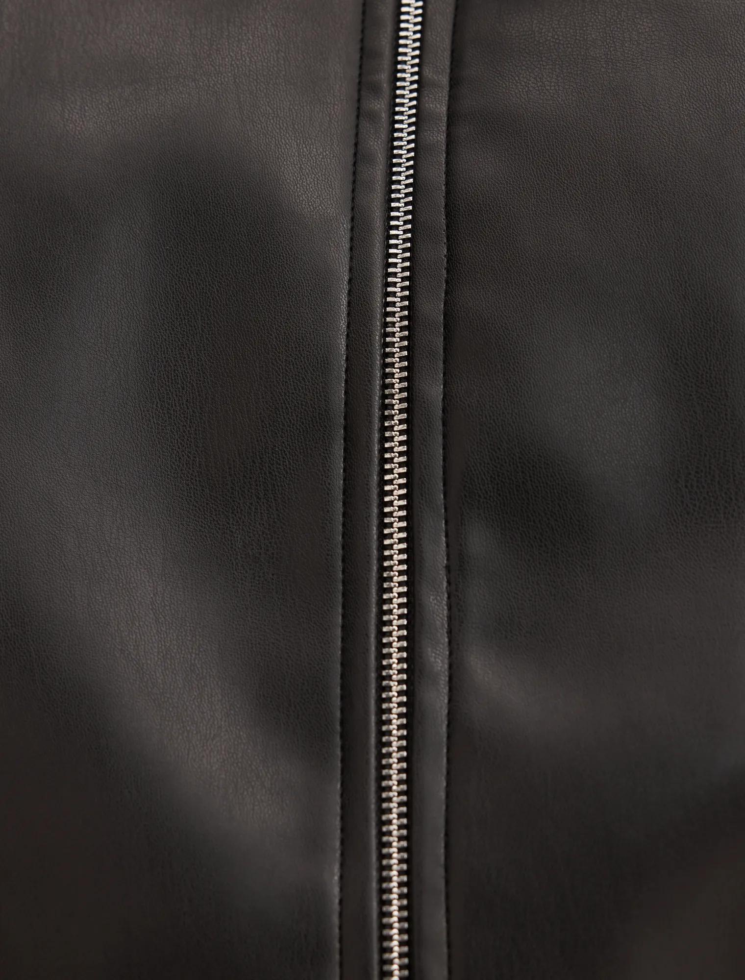 Julia PU Funnel Neck Jacket Black