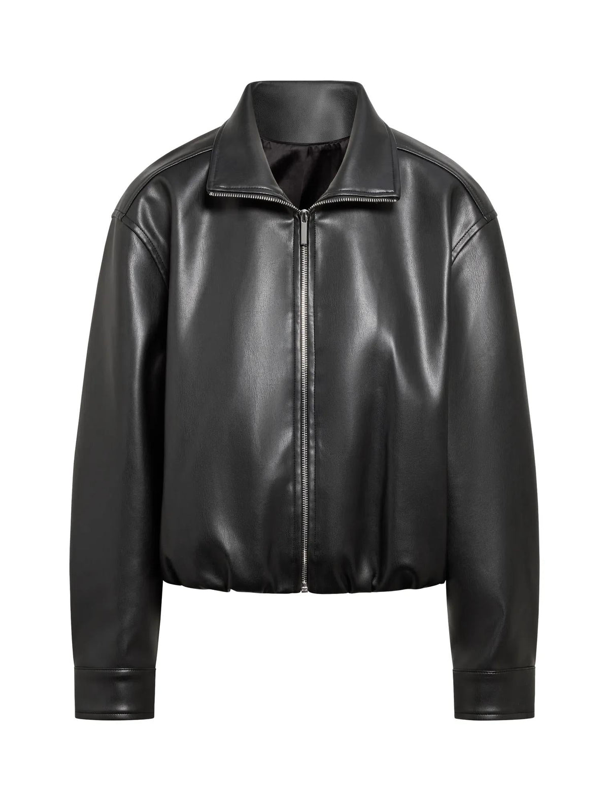 Julia PU Funnel Neck Jacket Black