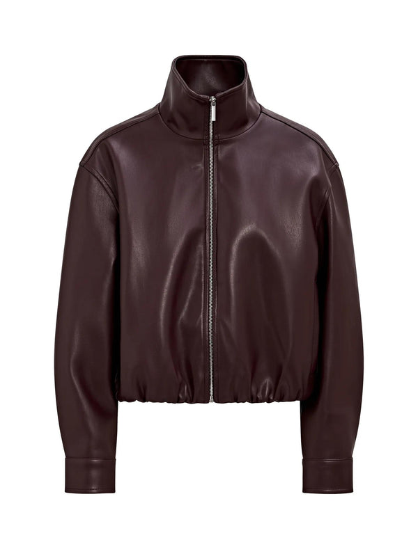 Julia Faux Leather Funnel Neck Jacket Berry_mannequin