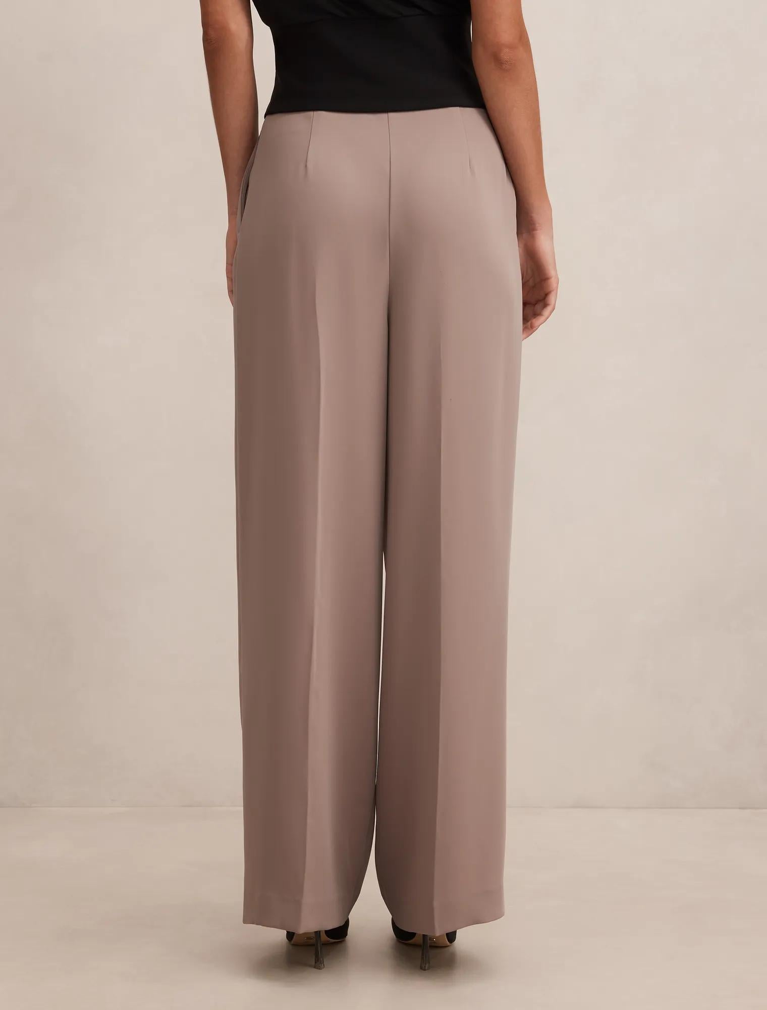Julia Pleated Waist Wide Leg Pants Soft Mocha Set