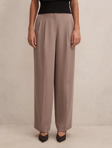 Julia Pleated Waist Wide Leg Pants Soft Mocha Set