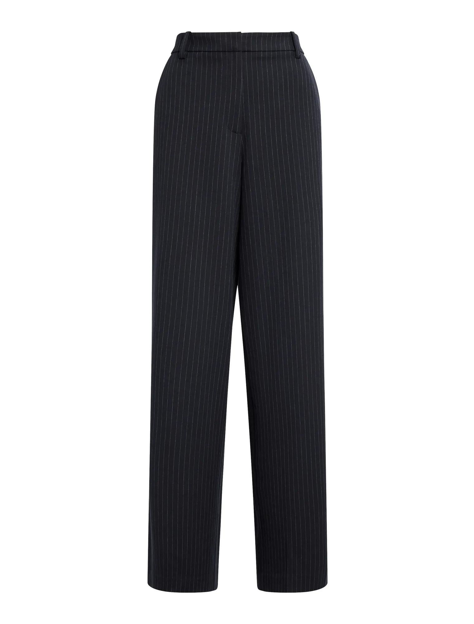 Paloma Pinstripe Wide Leg Pant Navy Pinstripe Suit