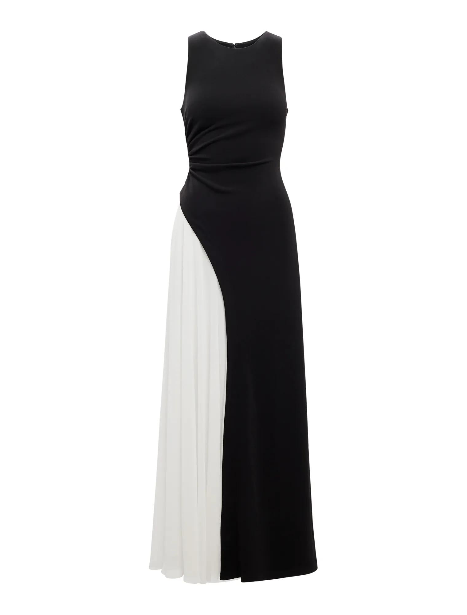 Candace Halter Contrast Maxi Dress Black & White