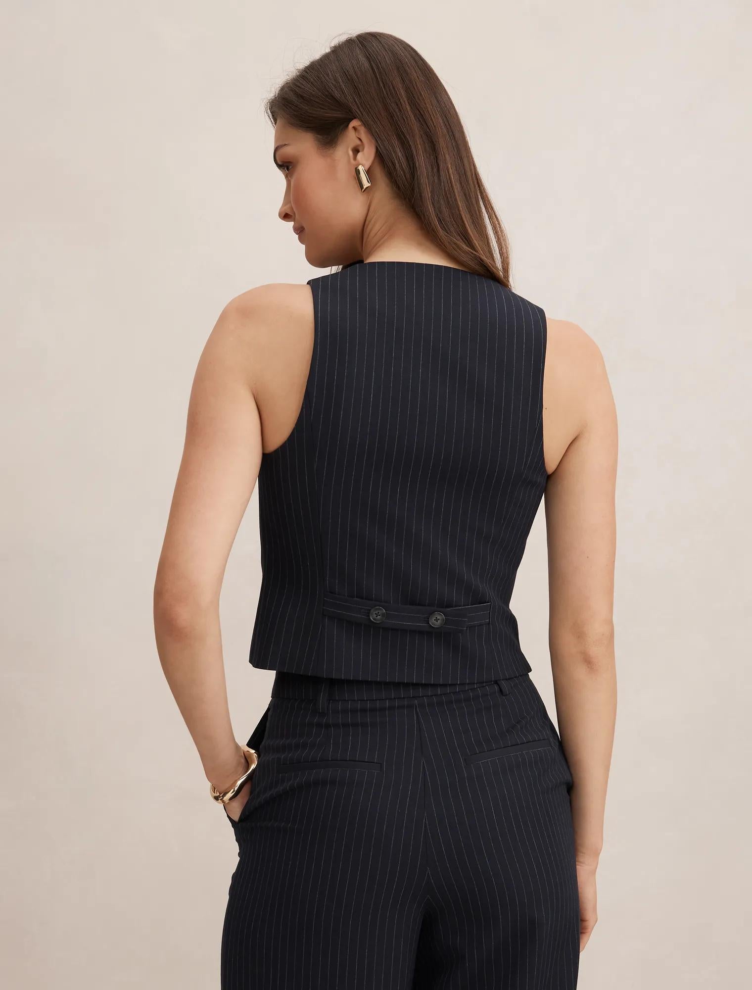Paloma Pinstripe Waistcoat Navy Pinstripe Suit