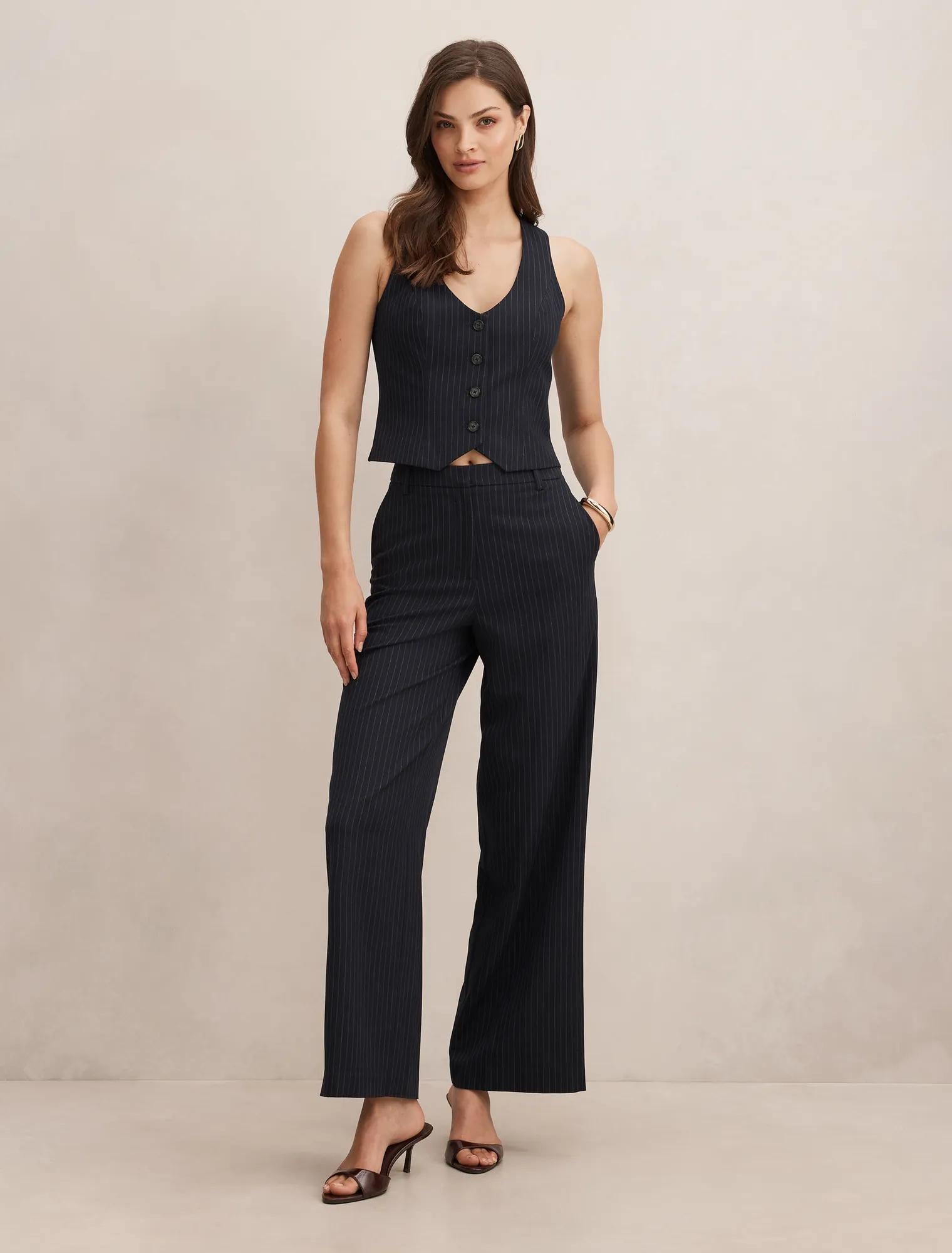 Paloma Pinstripe Waistcoat Navy Pinstripe Suit