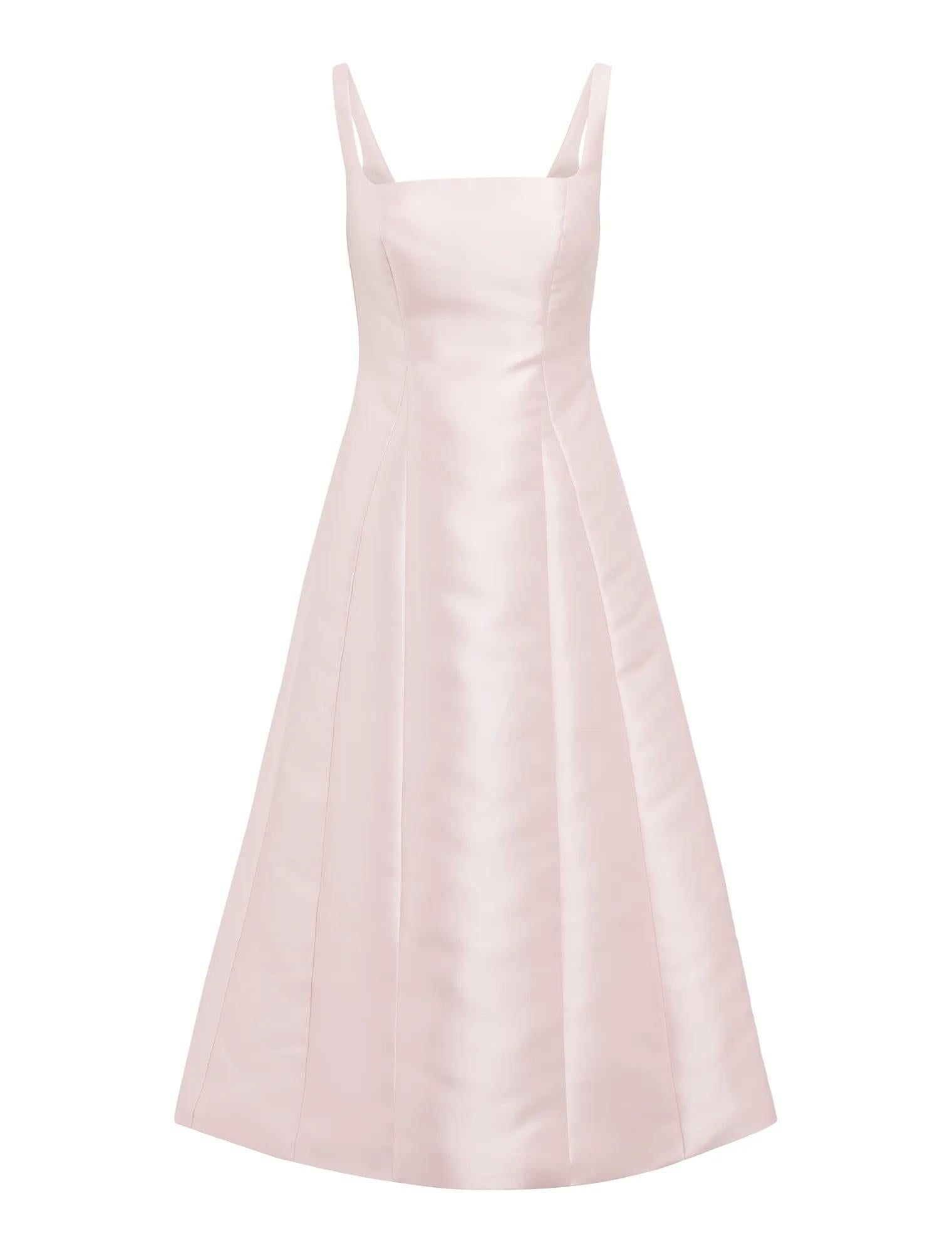 Kayla Structured Satin Midi Dress Pink_mannequin