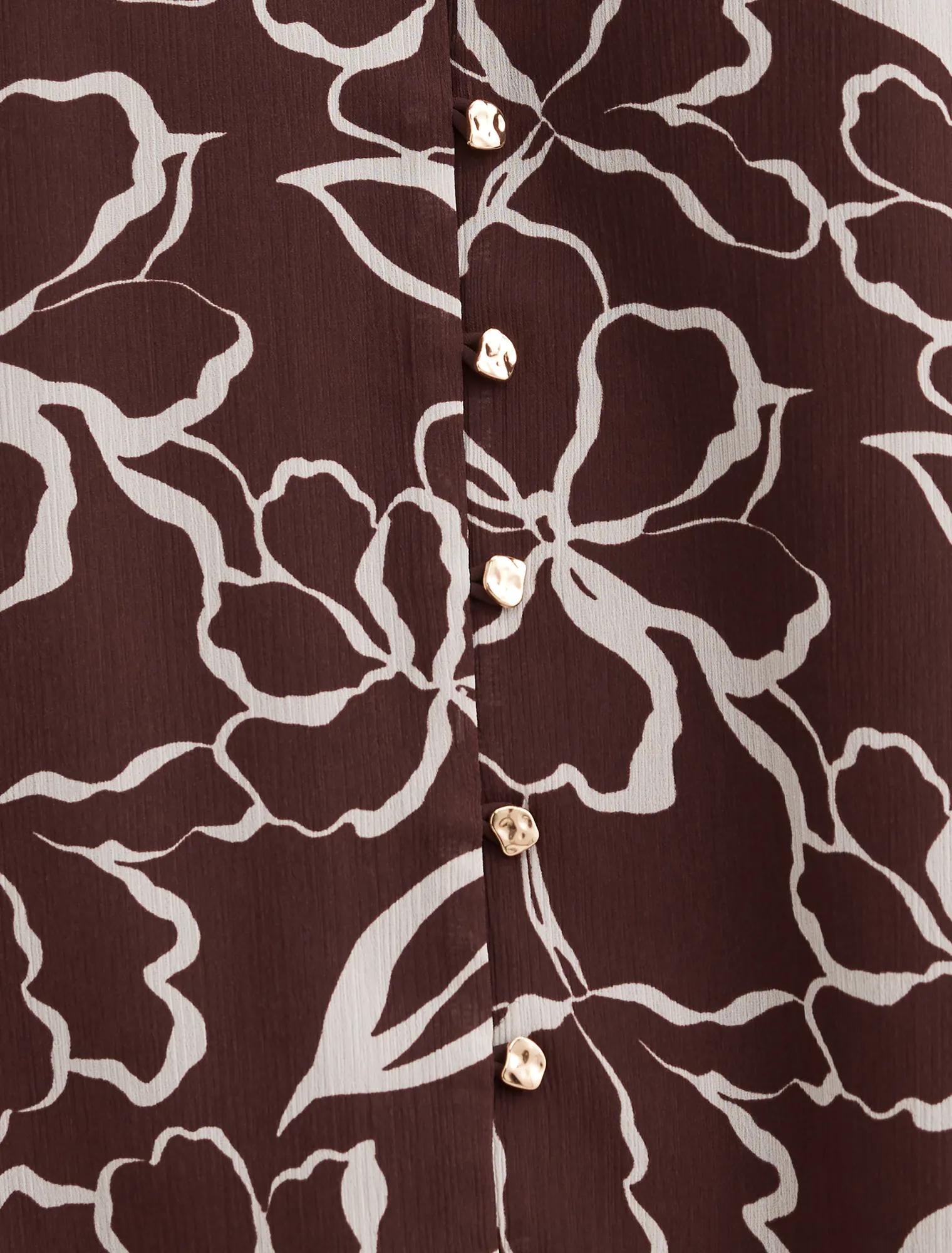Tullia Ruffle Sleeve Blouse Choc Myra Floral