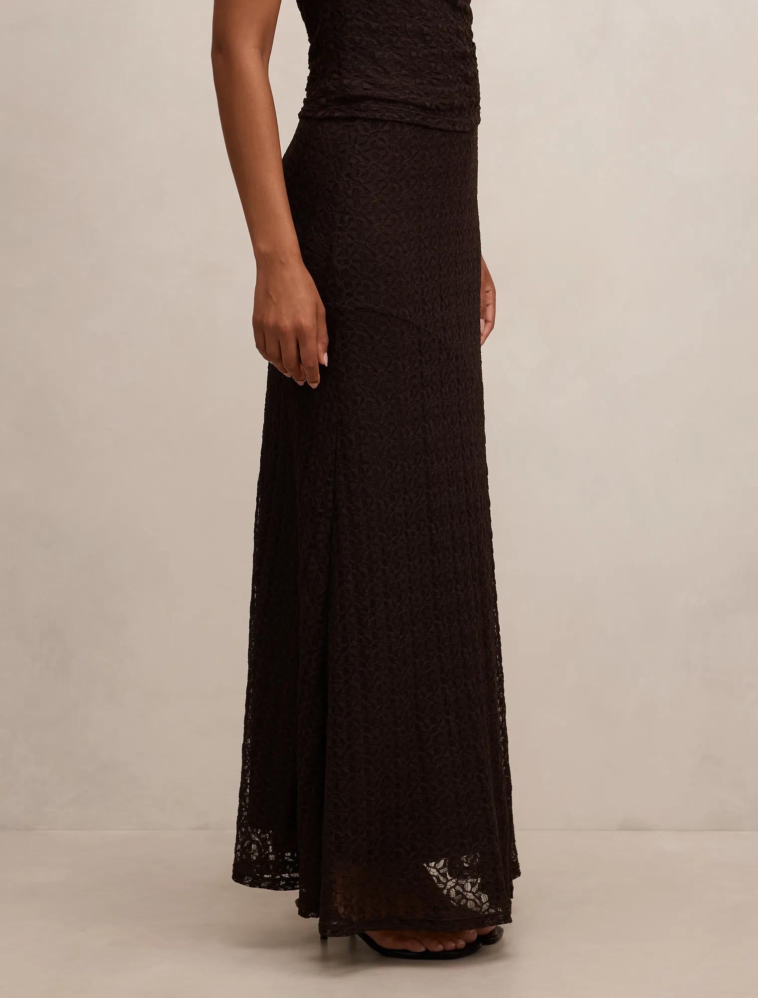 Tahlia Lace Maxi Skirt Chocolate Co-ord