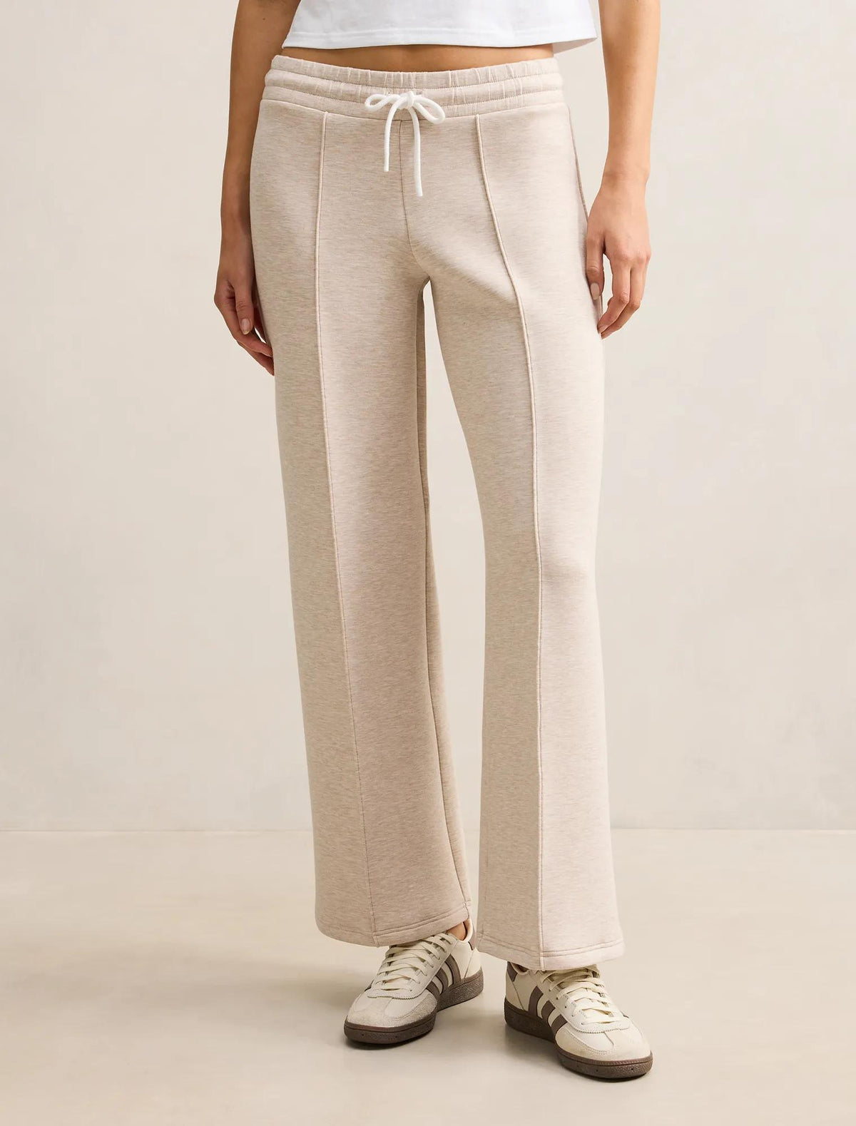 Tiana Wide Leg Track Pant Cream Colour Block