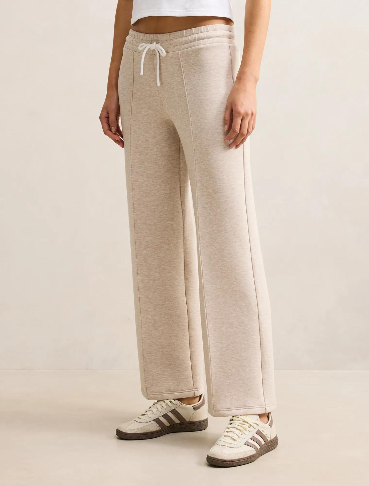 Tiana Wide Leg Track Pant Cream Colour Block