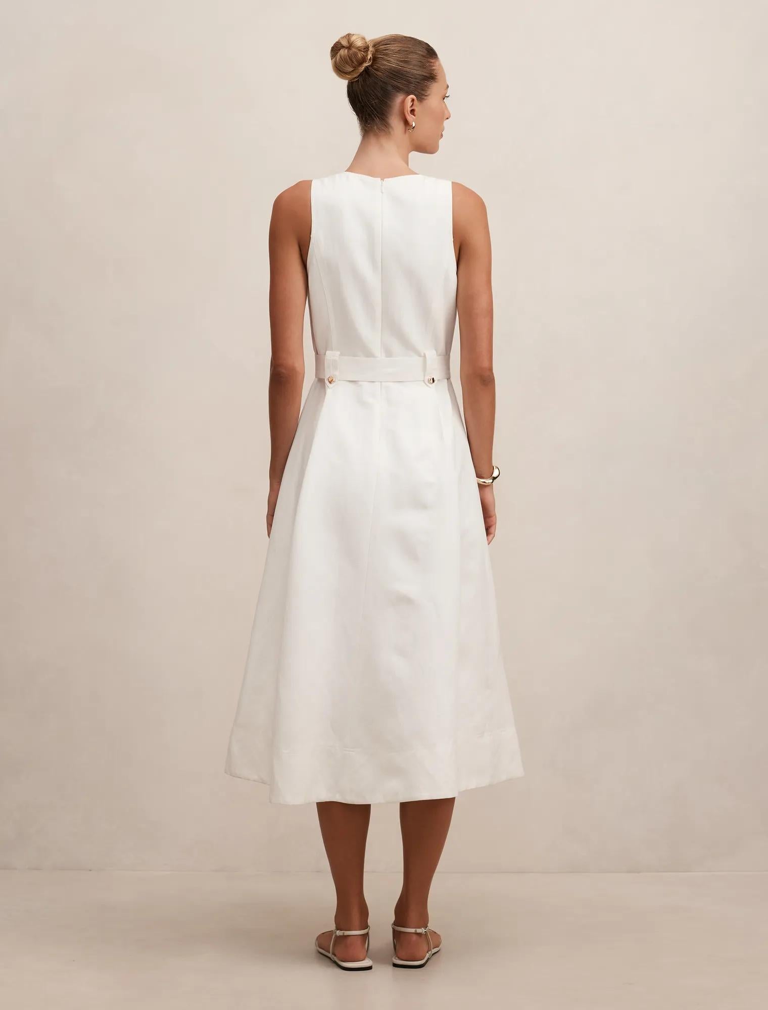 Priscilla Button Down Midi Porcelain