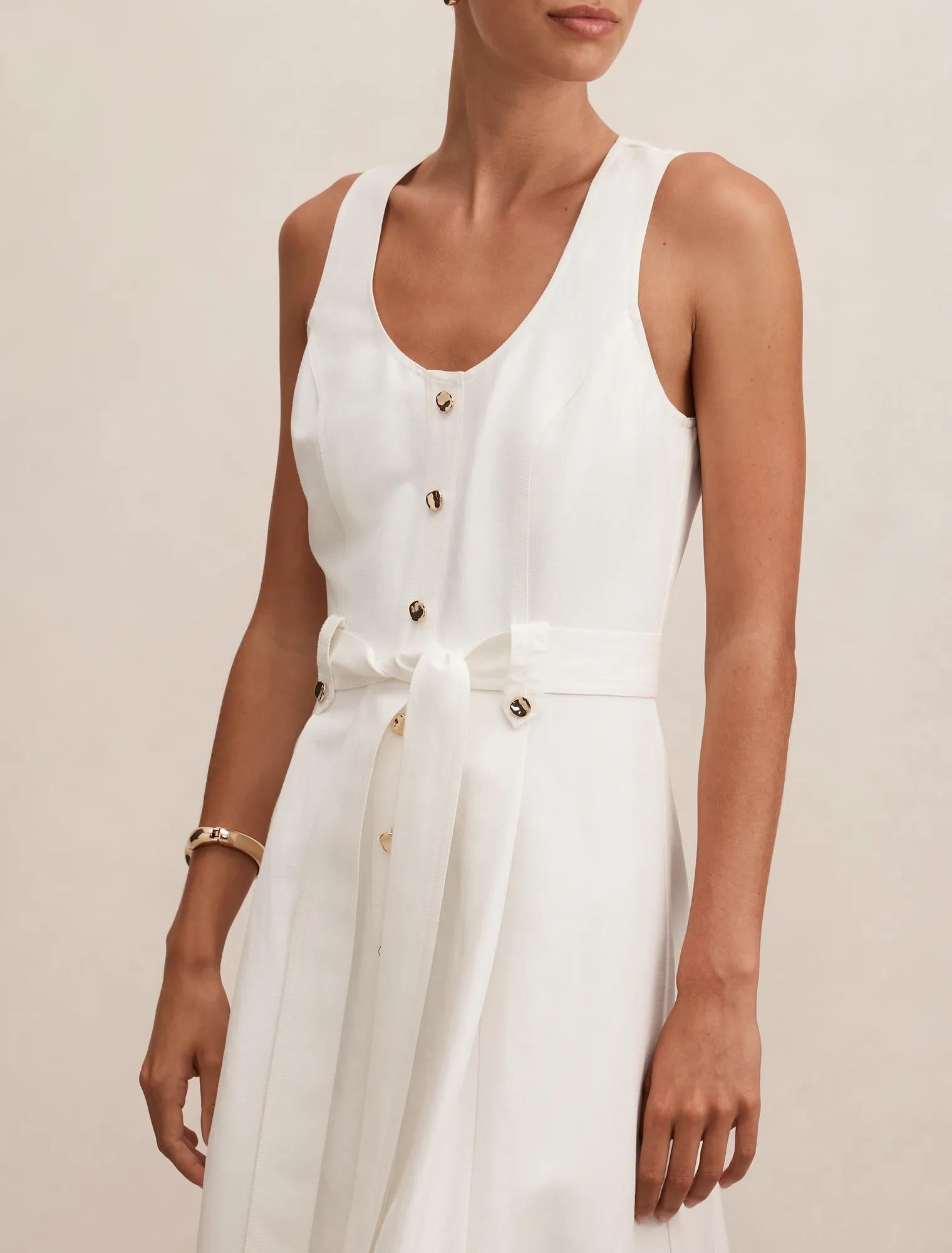 Priscilla Button Down Midi Porcelain