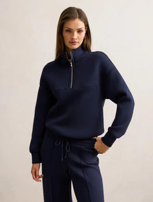 Lya Lounge Satin Trim Jumper Navy