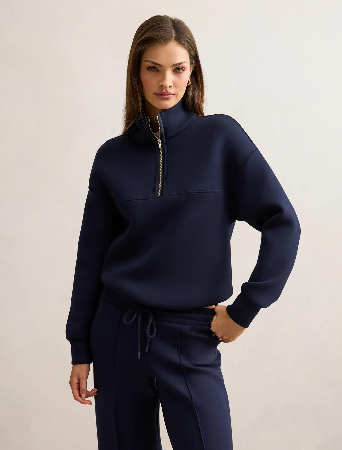 Lya Lounge Satin Trim Jumper Navy