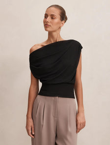 Kenna Tipped Mesh Top Black