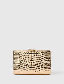 Mariam Metal Texture Clutch Gold