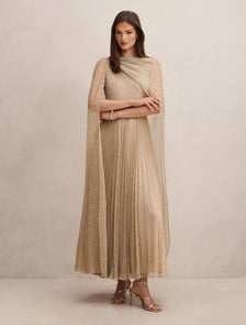 Agnes Cape Plisse Maxi Soft Gold
