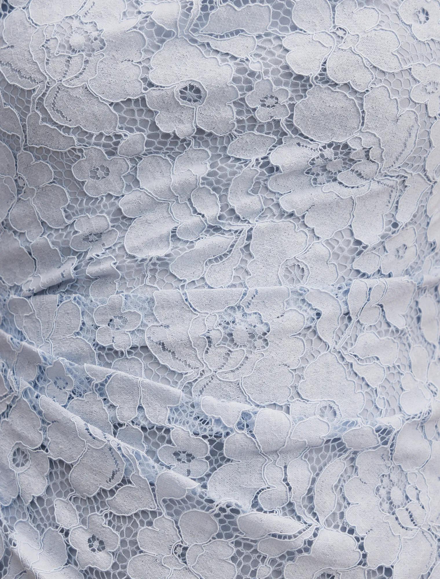 Livvie Asymmetric Lace Maxi Dress Powder Blue