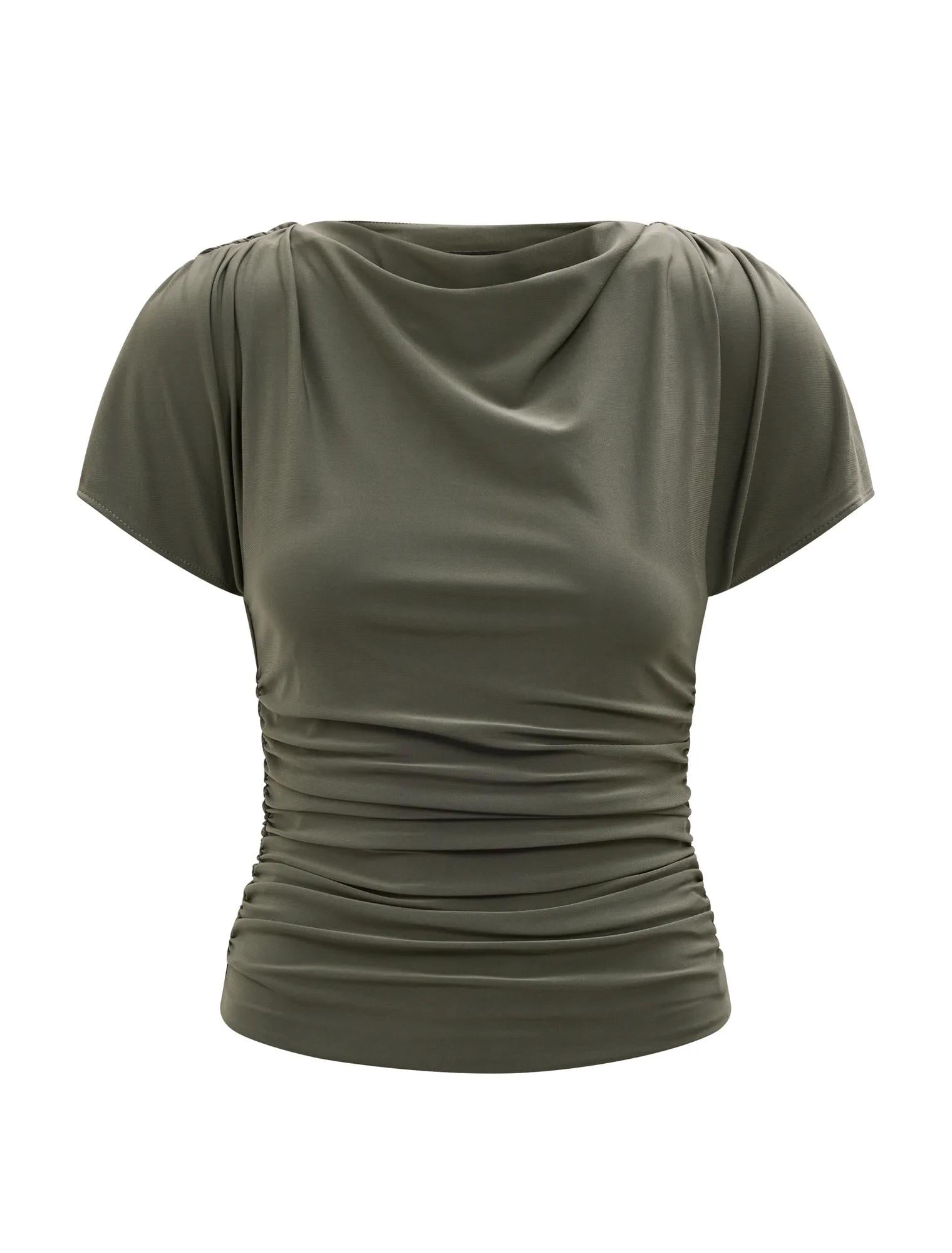 Stormi Spliced Shoulder Top Thyme_mannequin