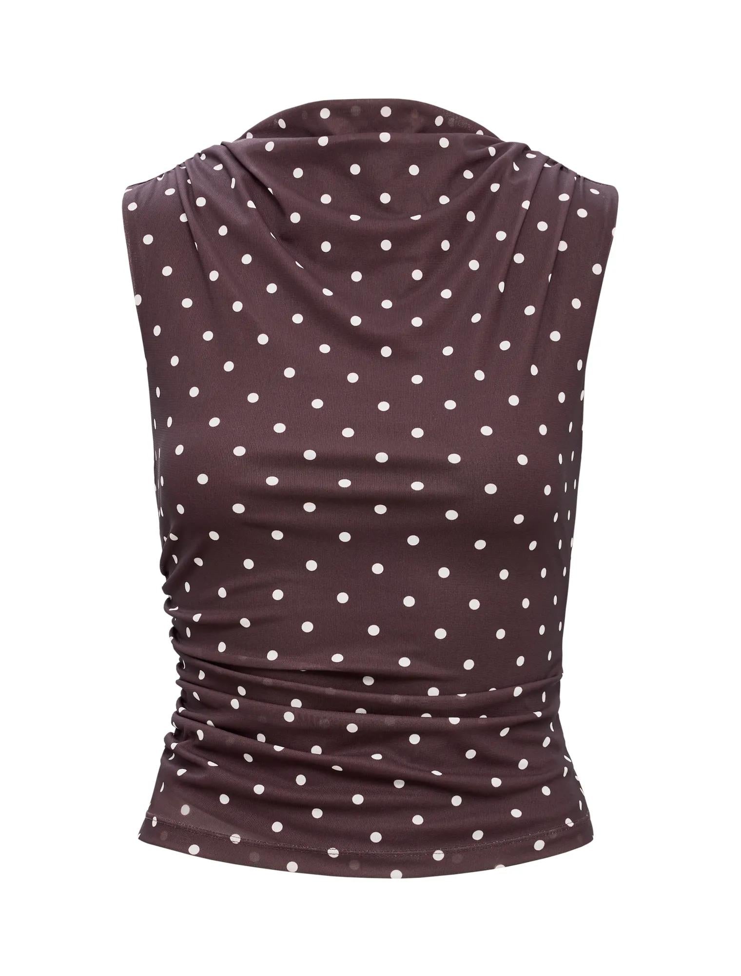 Danni Draped Sleeveless Top Choc Kinsey co-ord_mannequin