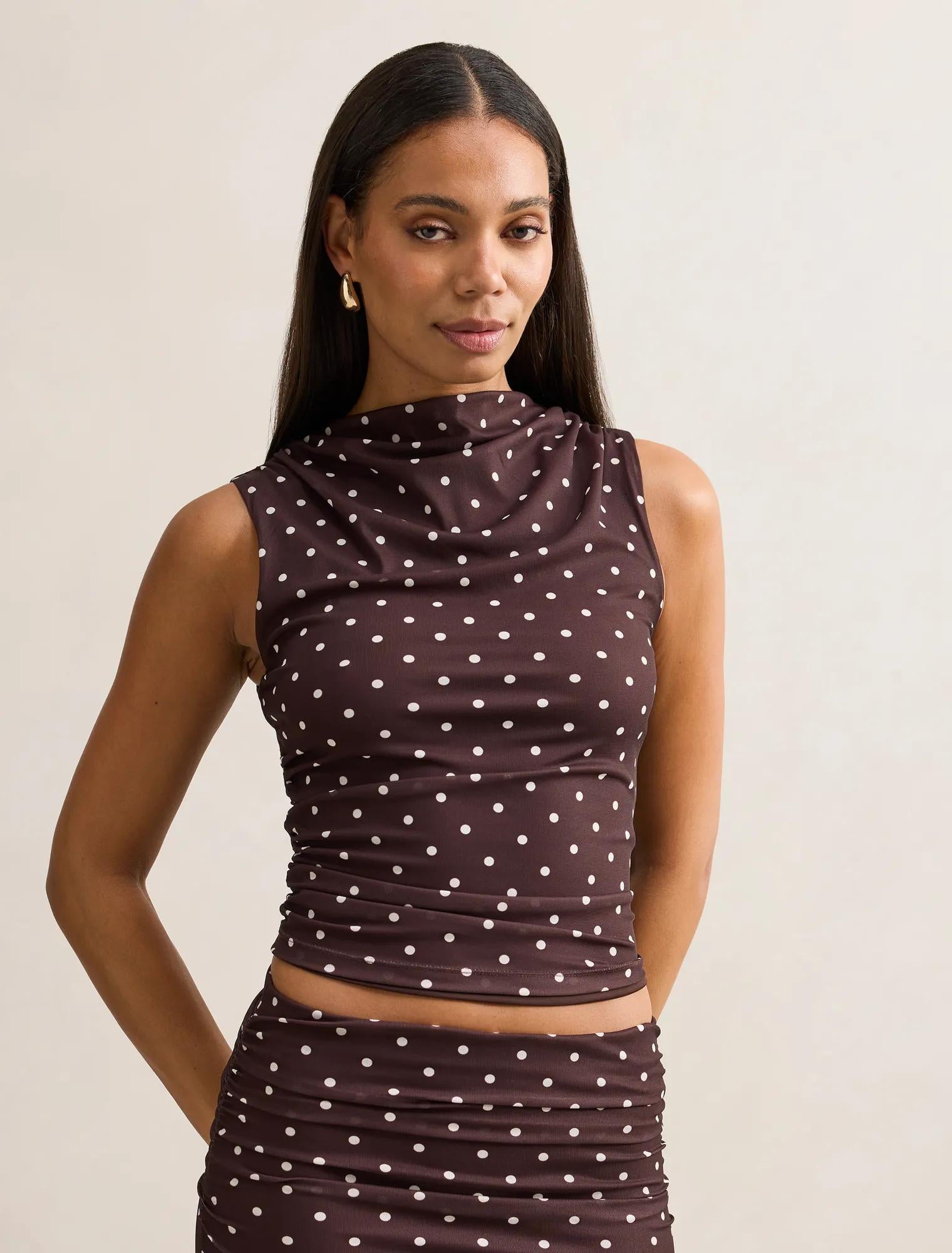 Danni Draped Sleeveless Top Choc Kinsey co-ord