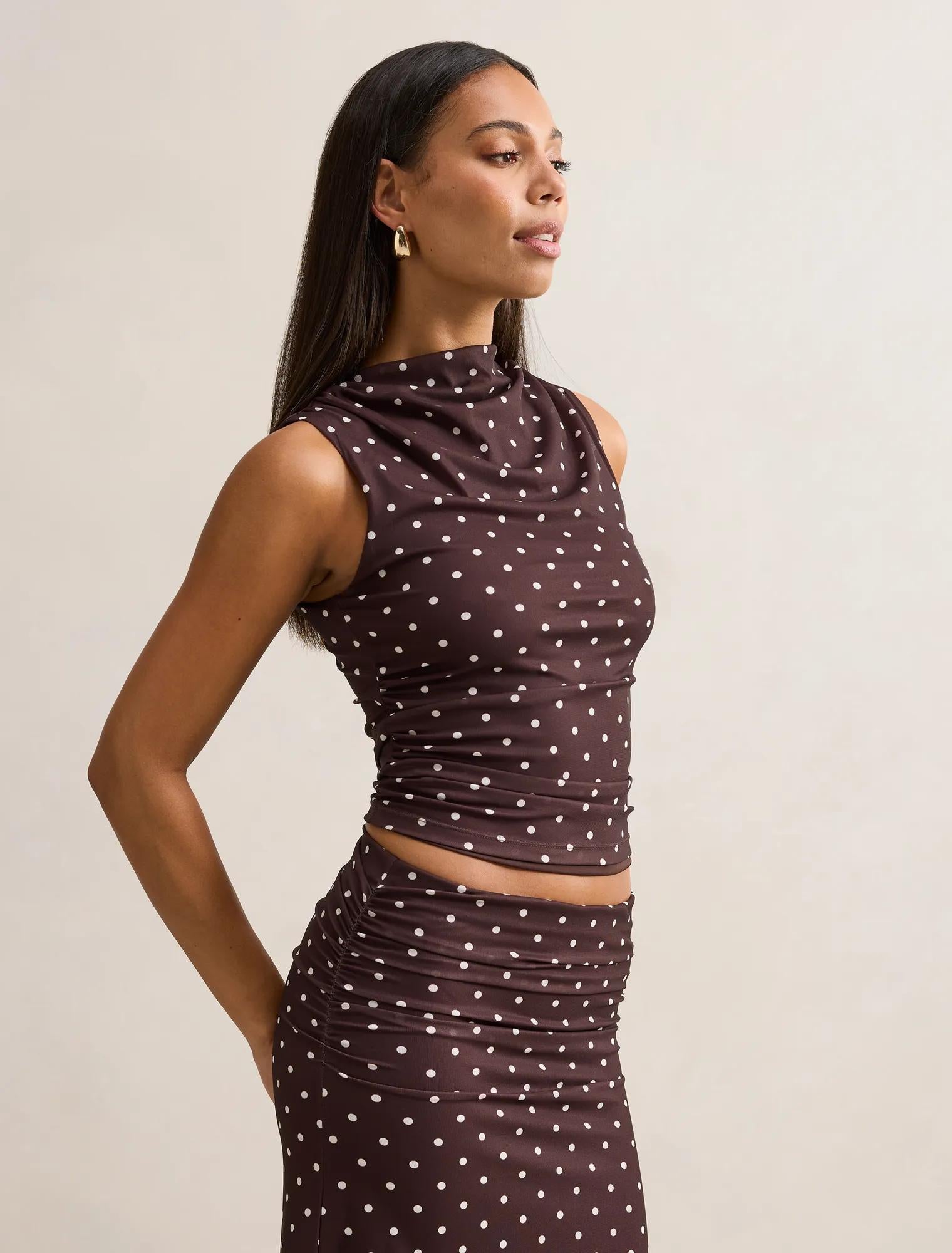 Danni Draped Sleeveless Top Choc Kinsey co-ord