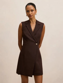 Winslet Petite Wrap Blazer Mini Dark Chocolate