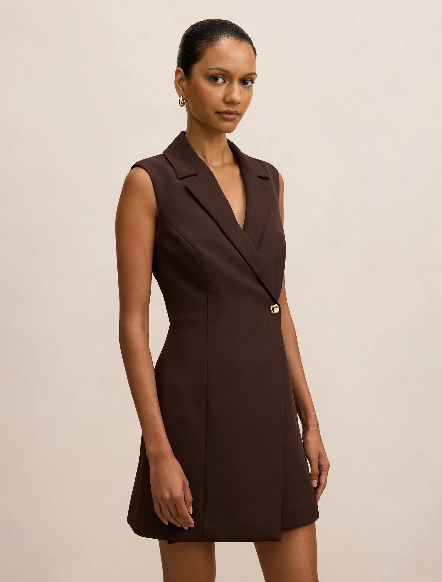 Winslet Petite Wrap Blazer Mini Dark Chocolate