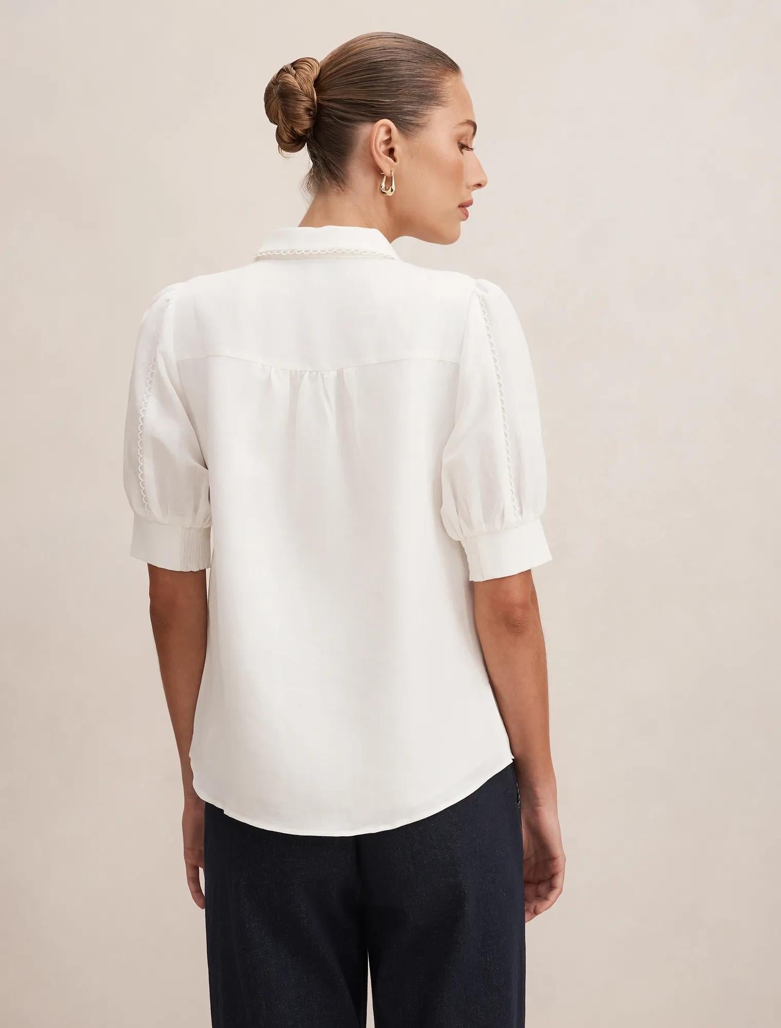 Finley Trim Detail Blouse Porcelain