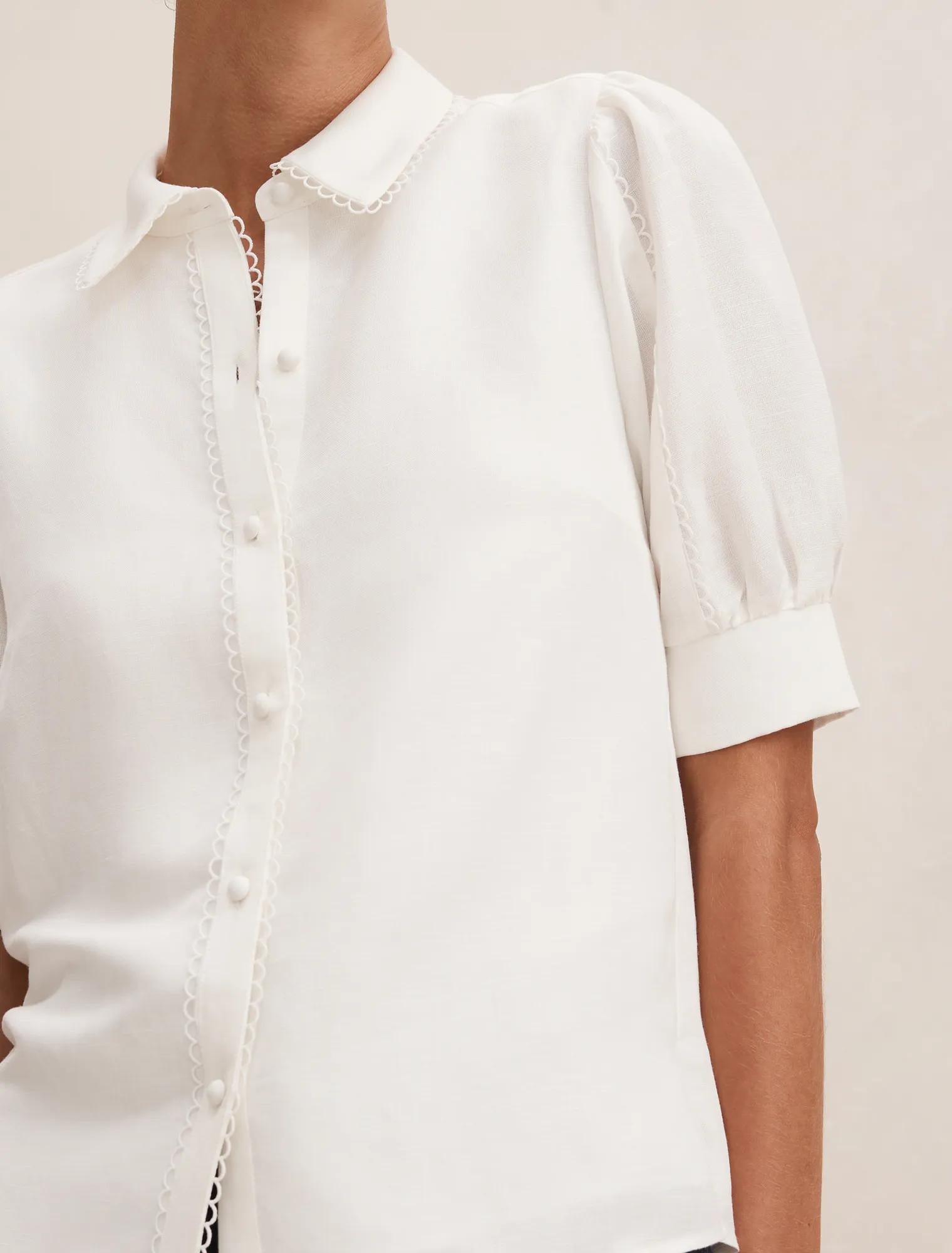 Finley Trim Detail Blouse Porcelain