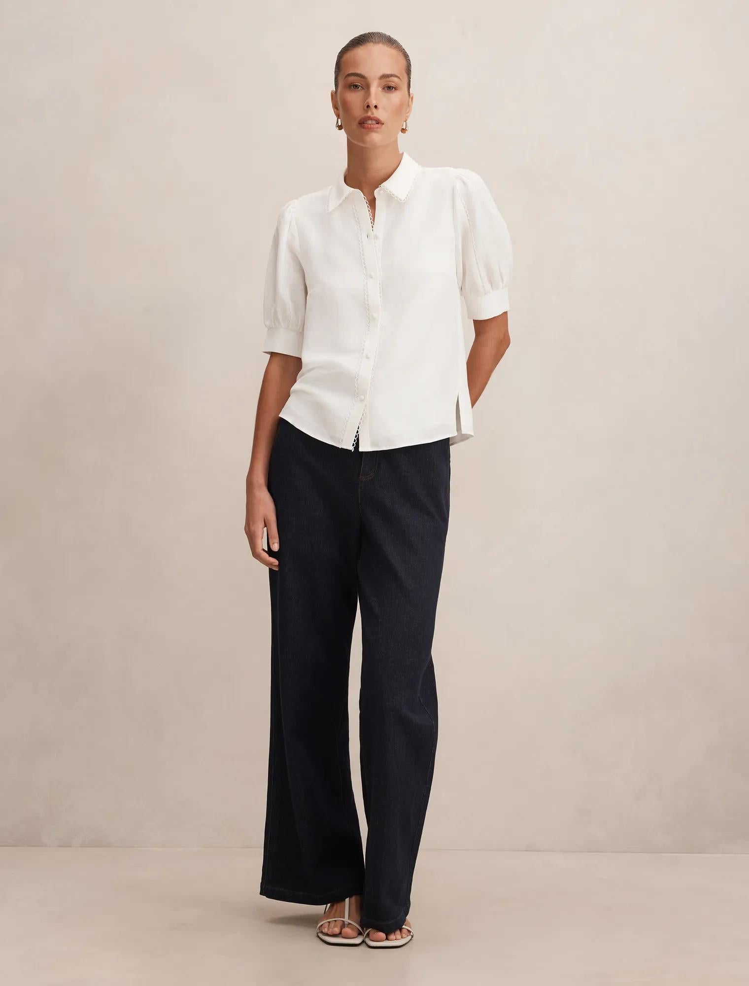 Finley Trim Detail Blouse Porcelain