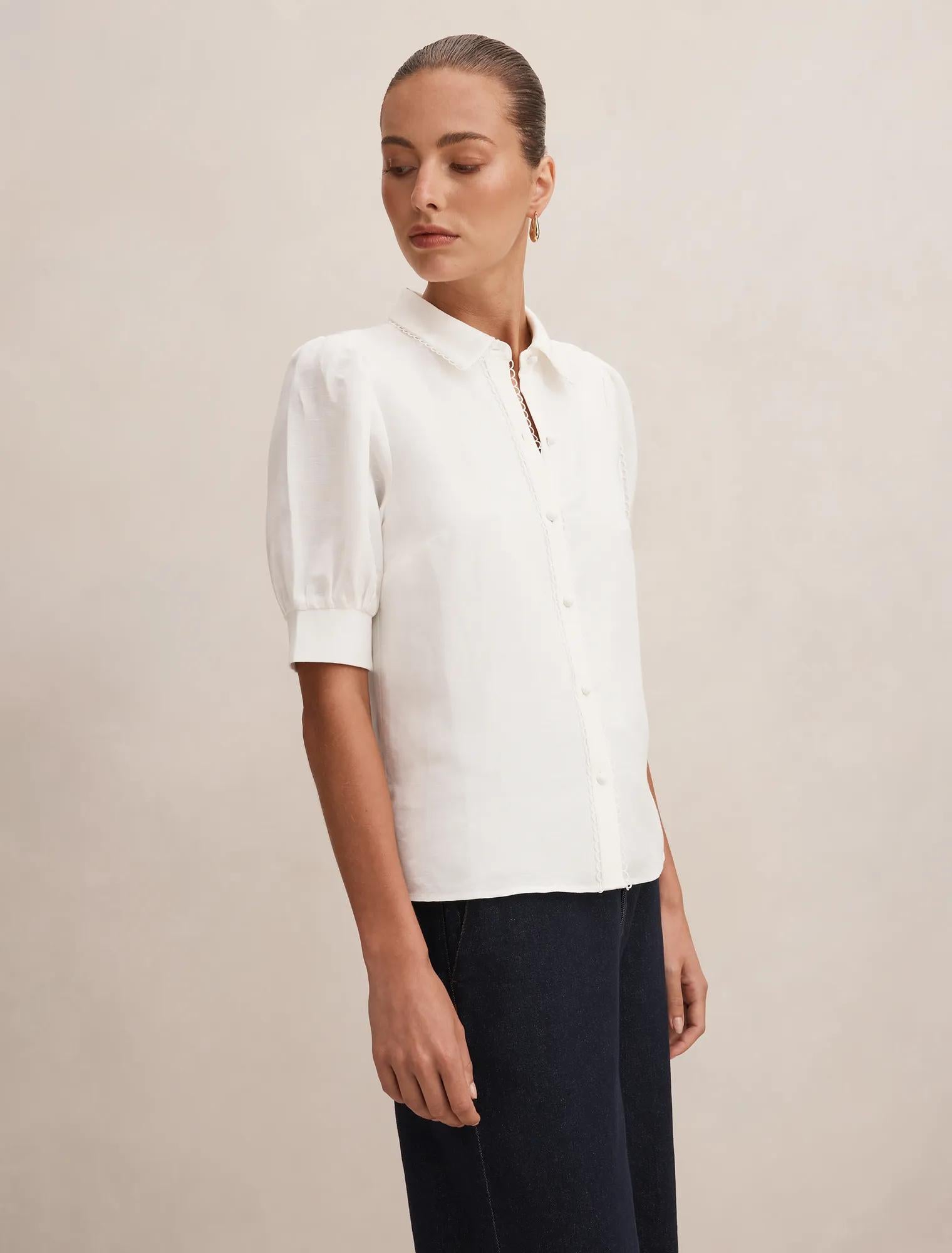 Finley Trim Detail Blouse Porcelain