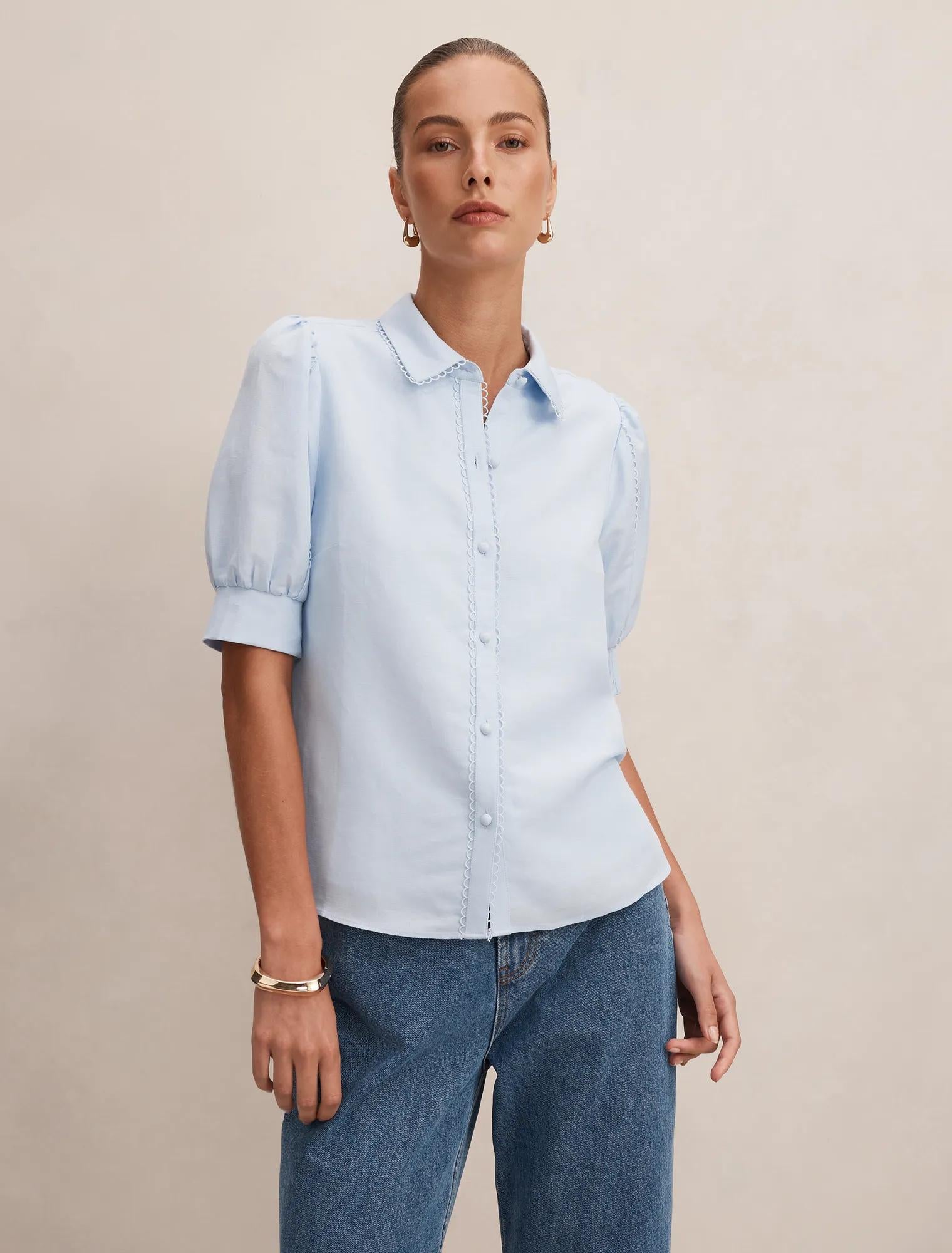 Finley Trim Detail Blouse Icicle