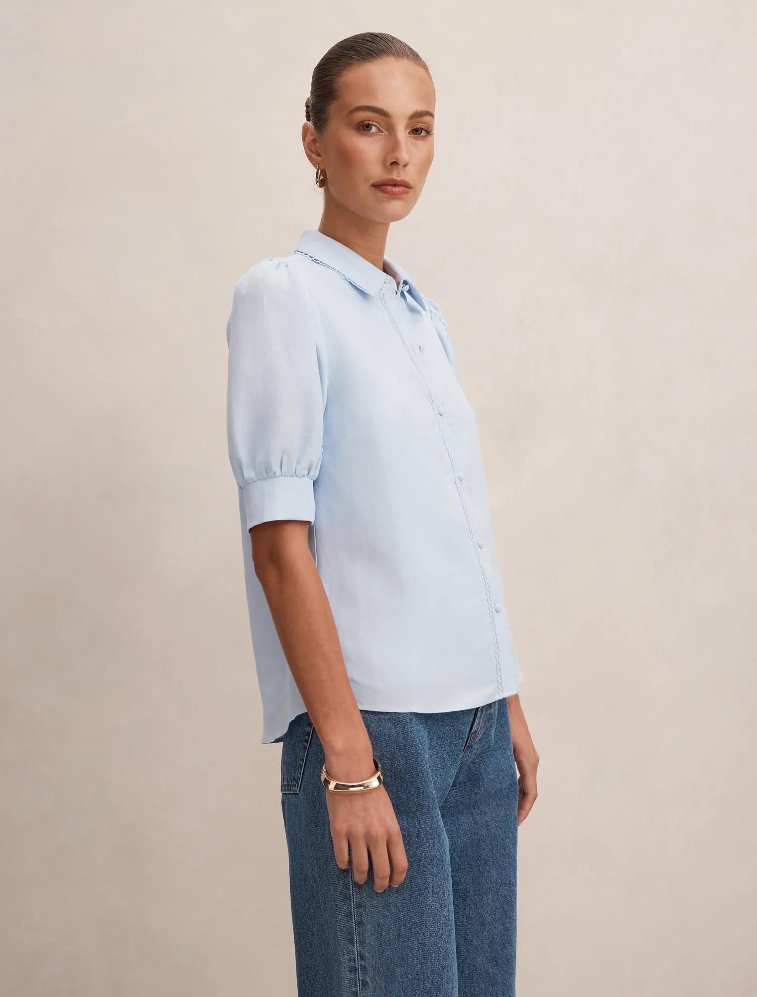 Finley Trim Detail Blouse Icicle
