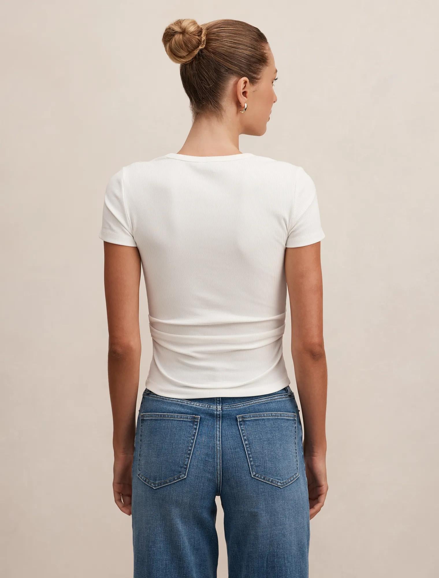 Kelly Tuck Detail Baby Tee Porcelain
