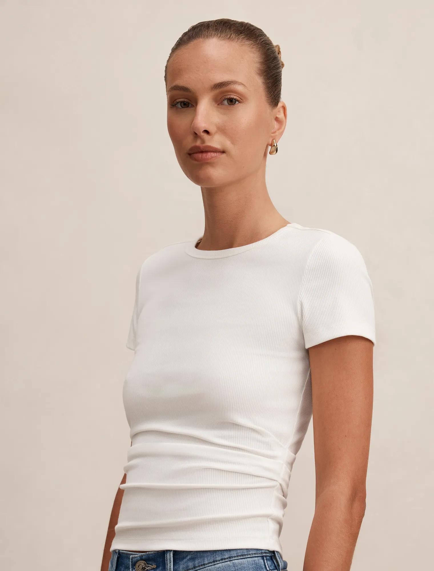 Kelly Tuck Detail Baby Tee Porcelain