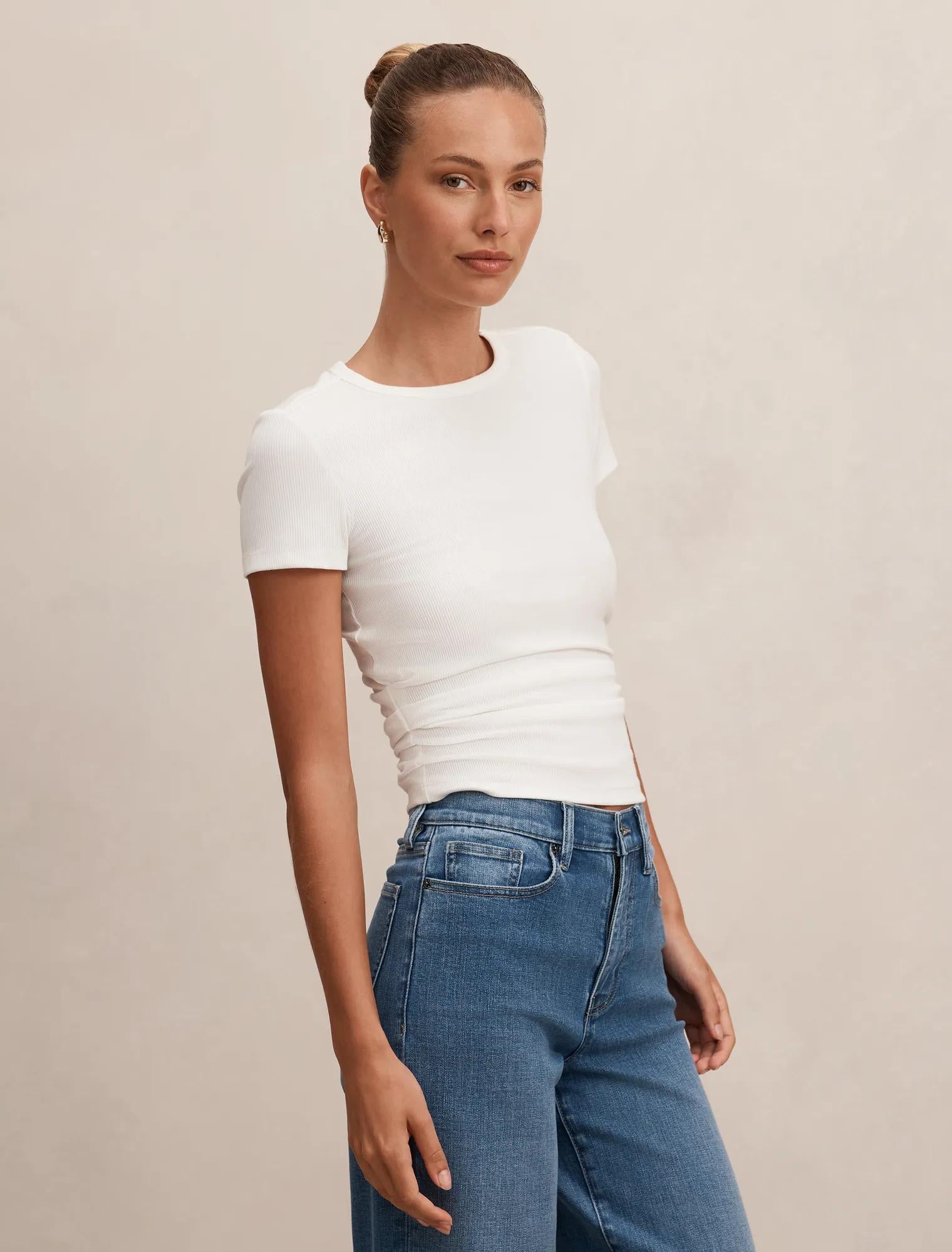 Kelly Tuck Detail Baby Tee Porcelain